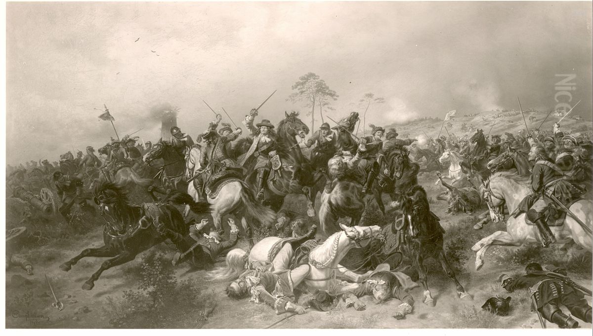 Der Grosse Kurfurst in einer Reiterschlacht (Fehrbellin) Oil Painting by Wilhelm Camphausen