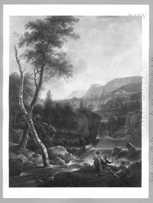Landscape with figures Oil Painting by Salvator Rosa