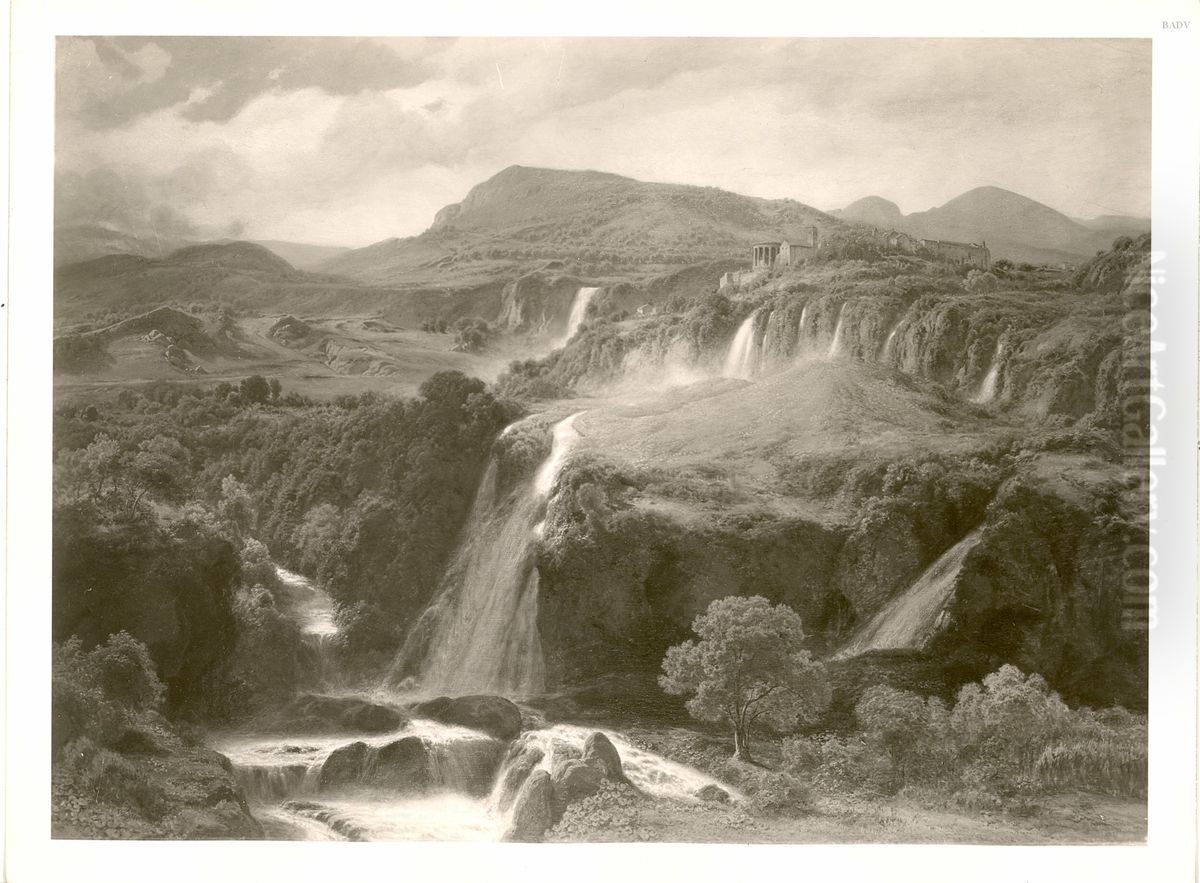 Southern landscape with waterfalls, Tiroli Oil Painting by Richard Freytag