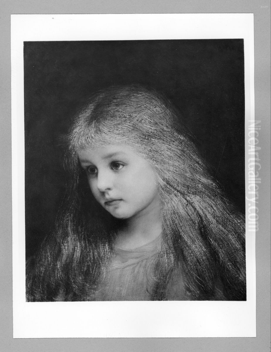 Madchenkopf Oil Painting by Gabriel von Max