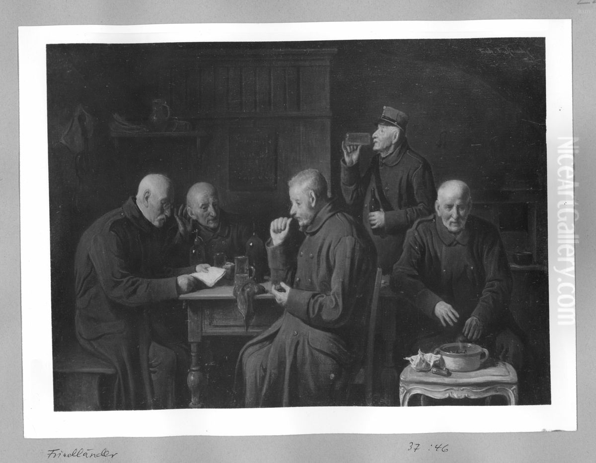 old soldiers in an inn Oil Painting by Friedrich Friedlander