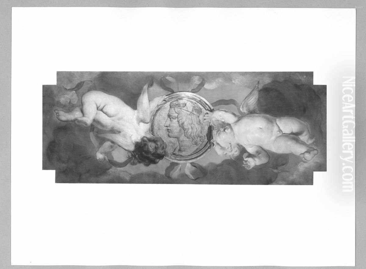 Raffael - Wappen halten die Putten Oil Painting by Hans (Johann von Strasiripka) Canon