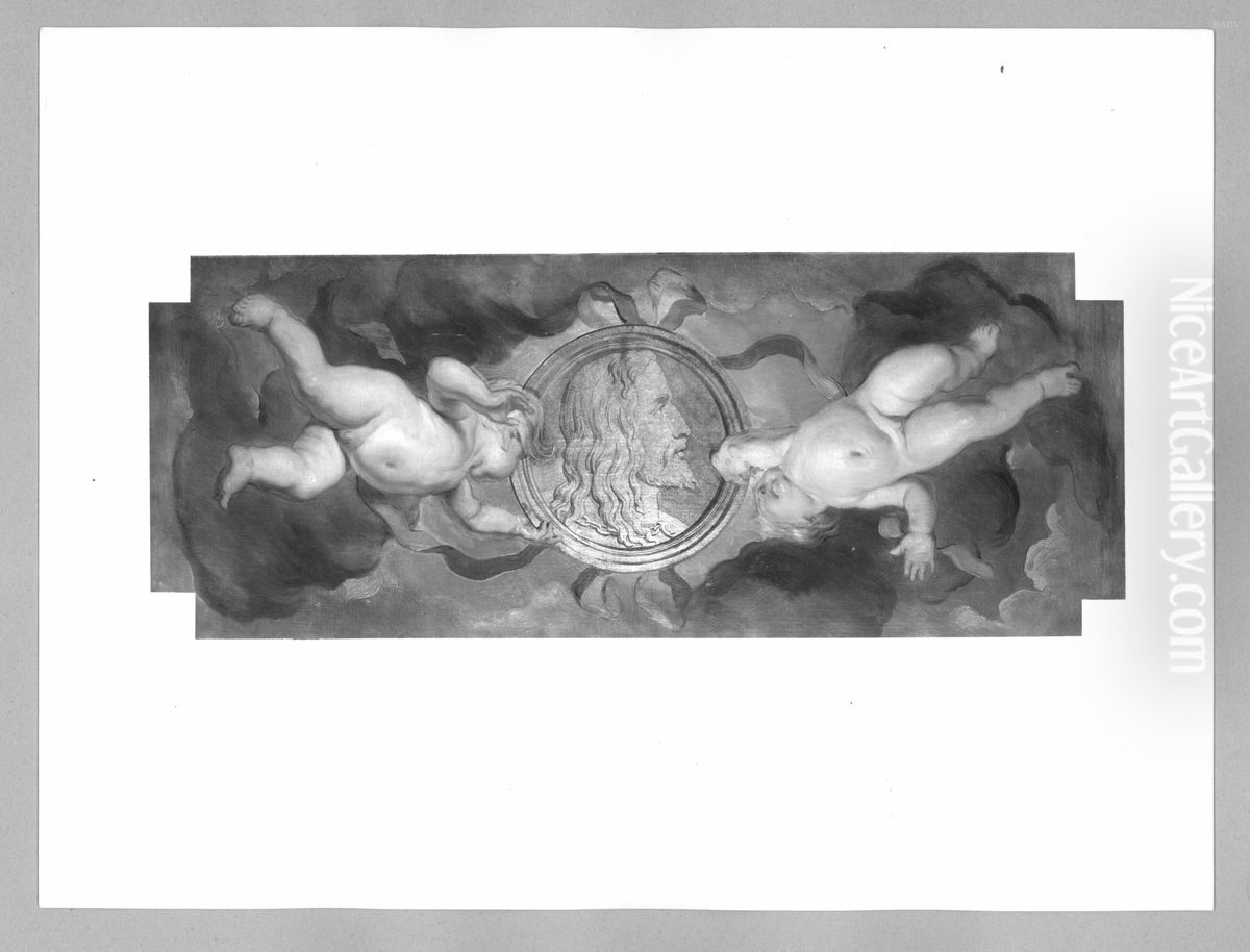 Wappen (Durrer) haltende Putten Oil Painting by Hans (Johann von Strasiripka) Canon