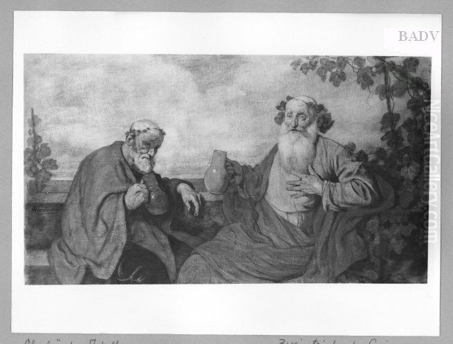 Zwei trinkende Greise Oil Painting by Adolf Oberlander