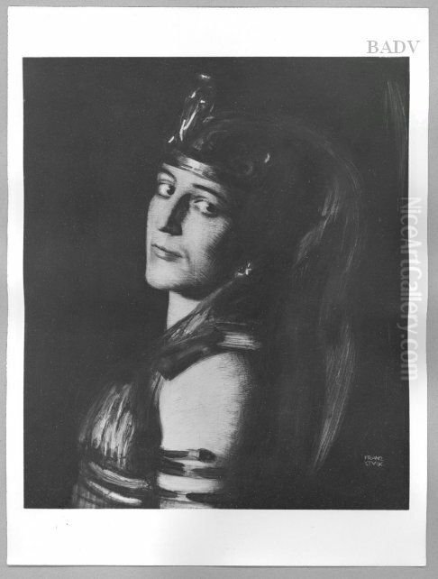 Lady with head-dress Oil Painting by Franz Stuck