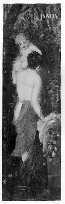 Weibliche allegorische Figur mit Kind auf der Schulter Oil Painting by Hans Makart