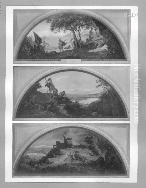 Supraporte, Szene aus Nero von Handel Oil Painting by Friedrich, the younger Preller