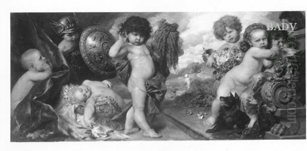 Putten als Allegorie der Schauspielkunst Oil Painting by Ferdinand Keller