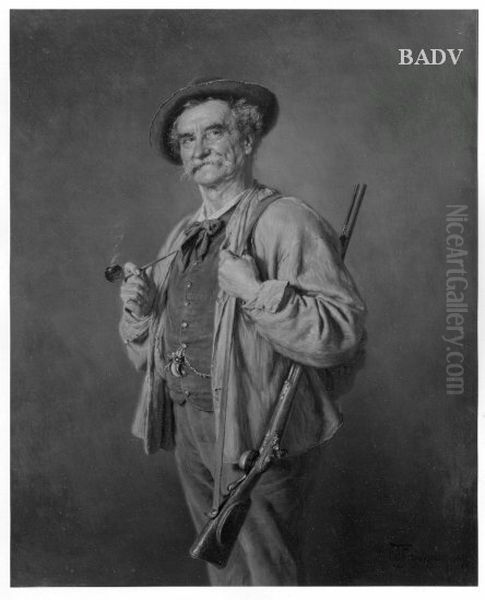 a Hunter Oil Painting by Eduard Von Grutzner
