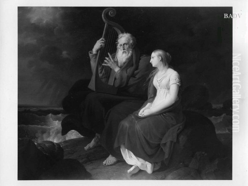 Ossian und Malvina am Meeresstrand Oil Painting by Johann Peter Krafft