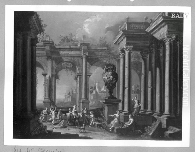 Palastminen mit Staffage Oil Painting by Giovanni Paolo Panini