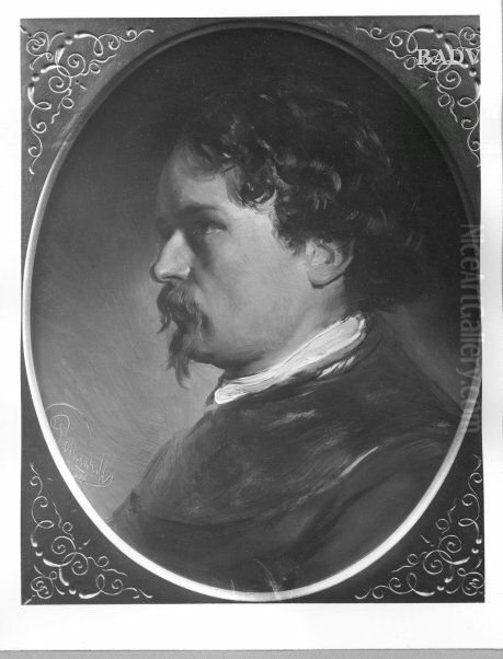 Selbstportrat (Bildnis des Malers Josef Borsos ?) Oil Painting by August von Pettenkofen