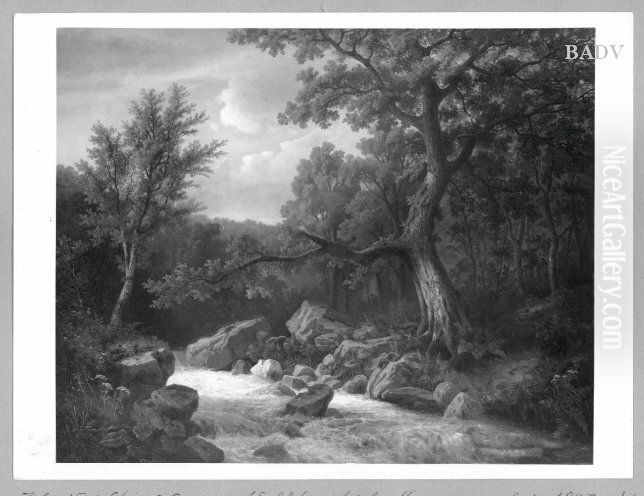 Waldlandschaft mit Bach Oil Painting by Johann Wilhelm Schirmer