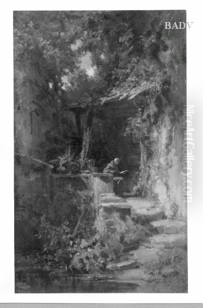 Lesender Einsiedler / Der Eremit Oil Painting by Carl Spitzweg