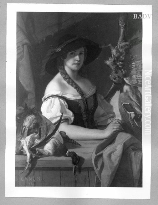 Junges Madchen mit erlegten Vogeln Oil Painting by Hans (Johann von Strasiripka) Canon