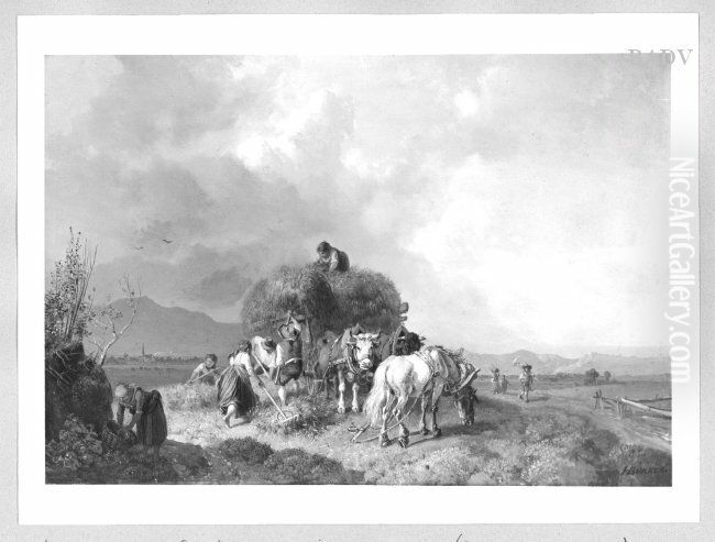 Heuernte Oil Painting by Heinrich Burkel
