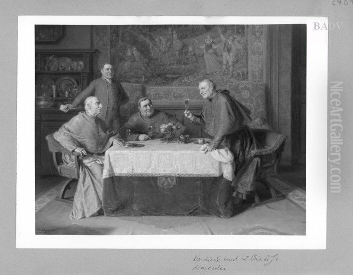 clergymen at dinner Oil Painting by Eduard Von Grutzner