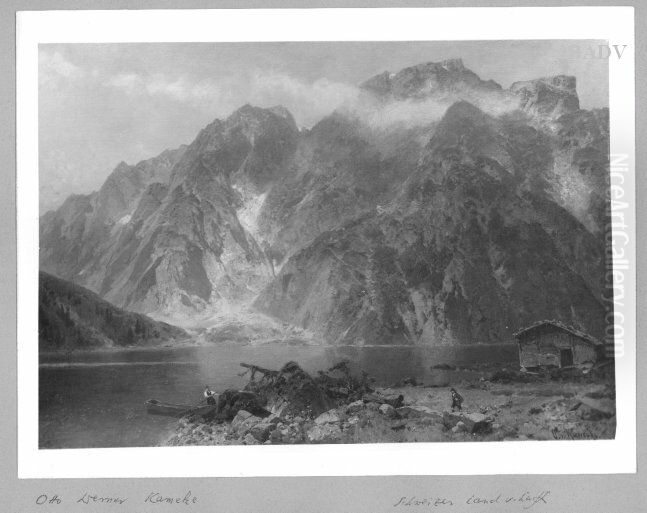 Schweizer Landschaft mit Bergsee Oil Painting by Otto Kameke