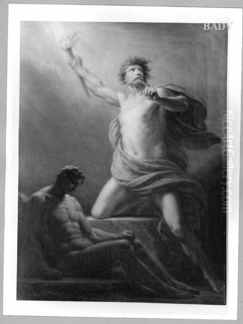 Prometheus bringt das Feuer auf die Erde Oil Painting by Heinrich Fuger