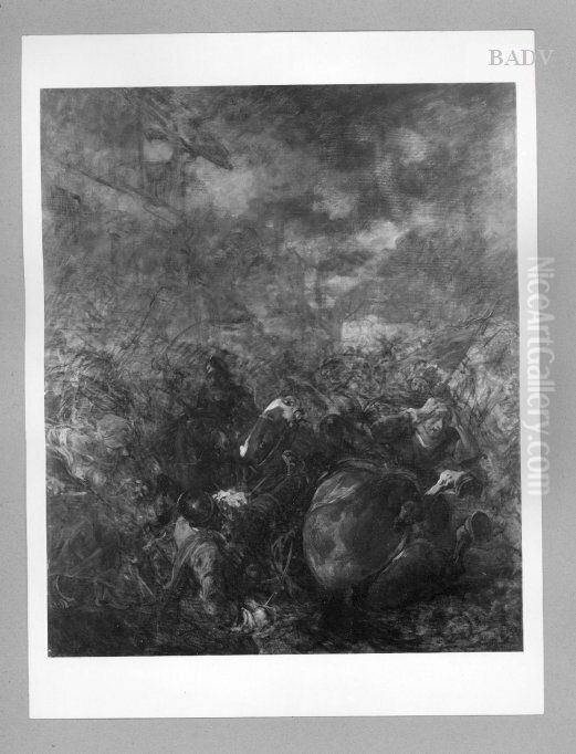 Landsknecht mit gesturztem Pferd Oil Painting by Wilhelm Von Diez