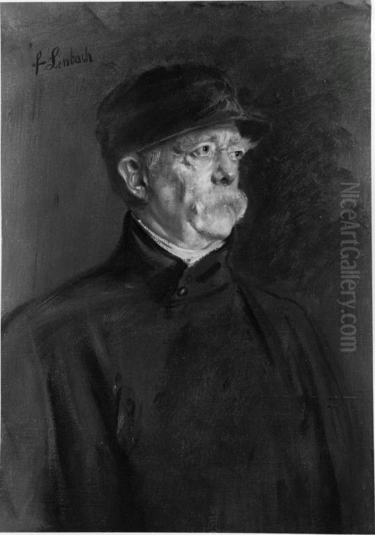 Portrat Bismarcks mit Mutze Oil Painting by Lenbach Franz Von