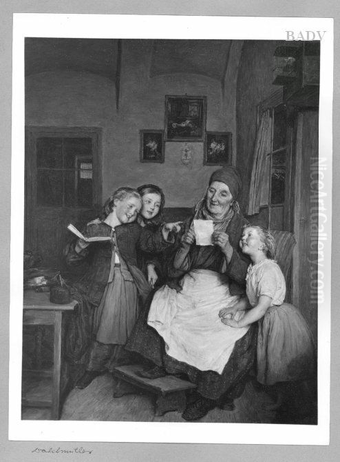 Familienszene Oil Painting by Ferdinand Georg Waldmuller