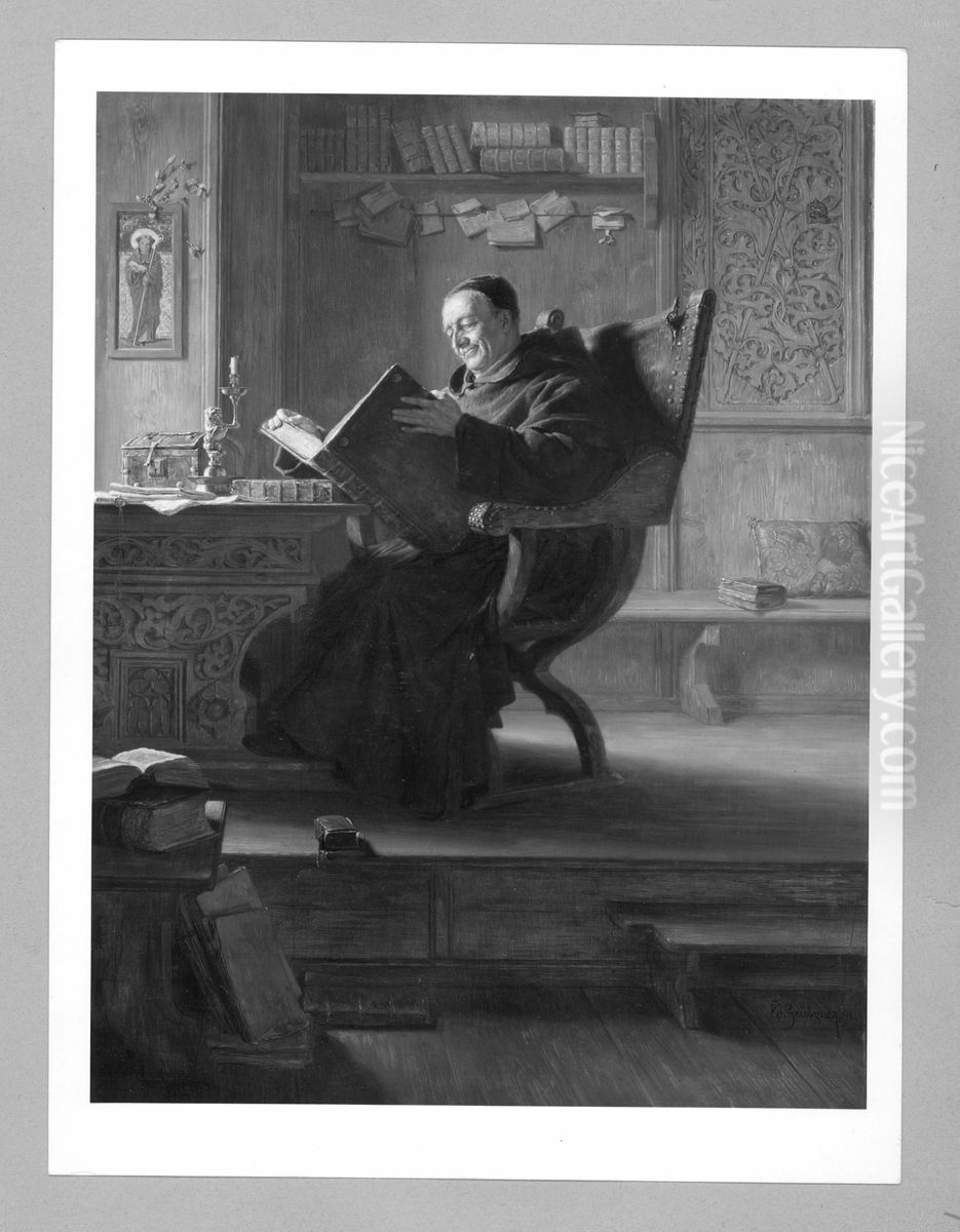 Lesender Monch Oil Painting by Eduard Von Grutzner