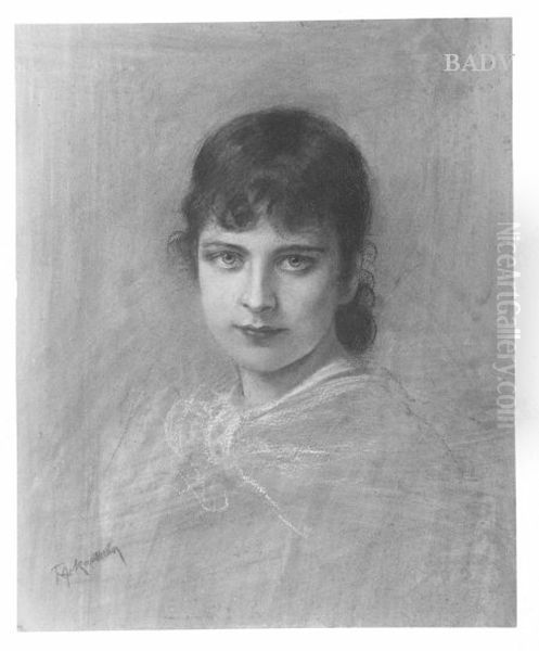 Madchenkopf Oil Painting by Friedrich August von Kaulbach