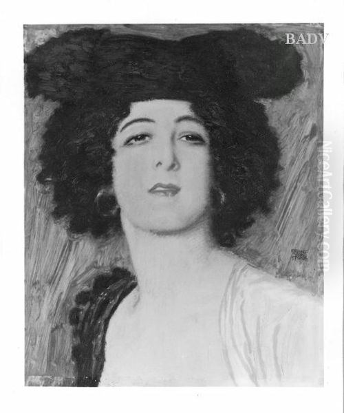 Frauenkopf Oil Painting by Franz Stuck