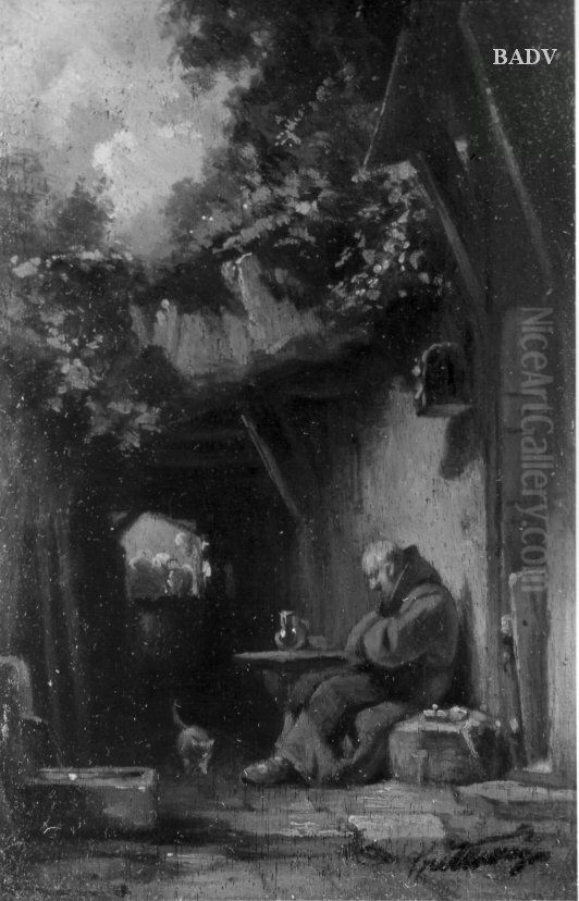 Drinking Monk Oil Painting by Carl Spitzweg