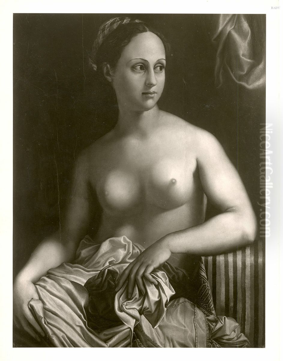 Frauenportrat (Halbakt) Oil Painting by Giulio Romano (Orbetto)