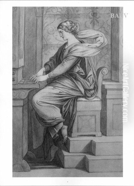 Die heilige Caecilie an der Orgel Oil Painting by Moritz von Schwind