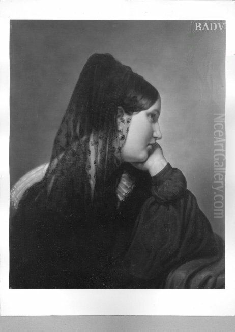 Italienerin mit schwarzem Schleier Oil Painting by Friedrich von Amerling