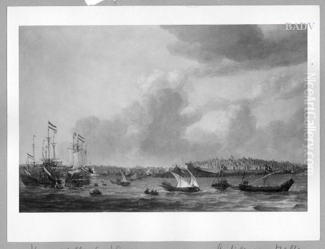 View of Malta Oil Painting by Willem van de Velde the Younger