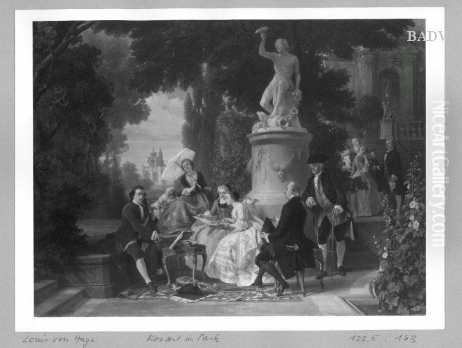 Konzert im Park Oil Painting by Ludwig Von Hagn