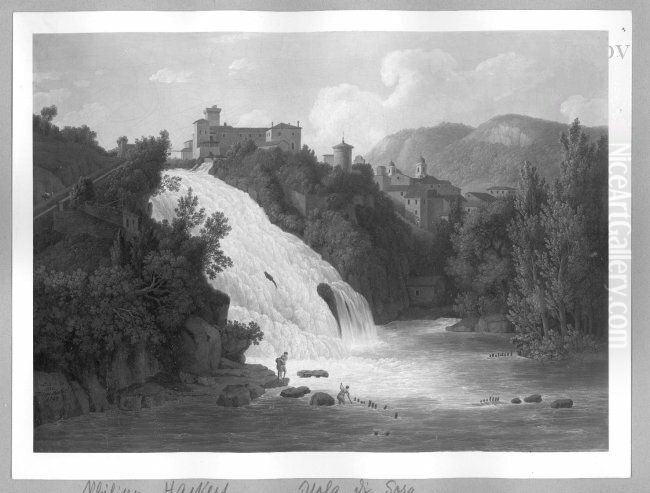 Landschaft mit Wasserfall Oil Painting by Jacob Philipp Hackert