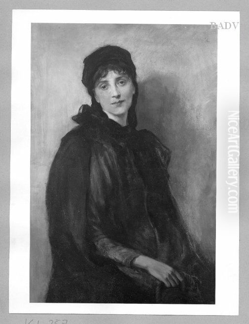 Portrait of a lady in a dark brown dress Oil Painting by Friedrich August von Kaulbach