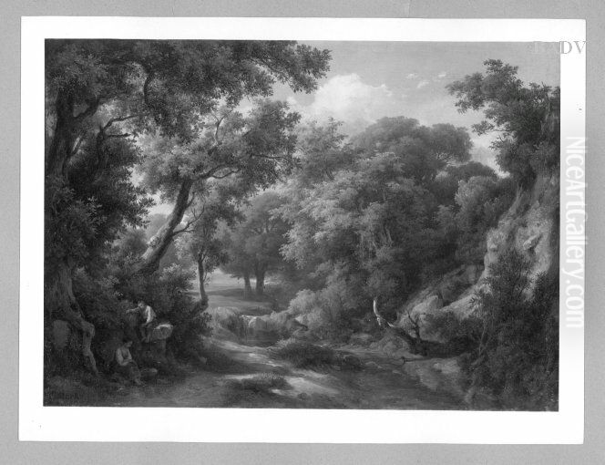 Landschaft mit zwei Figuren Oil Painting by Karoly Marko