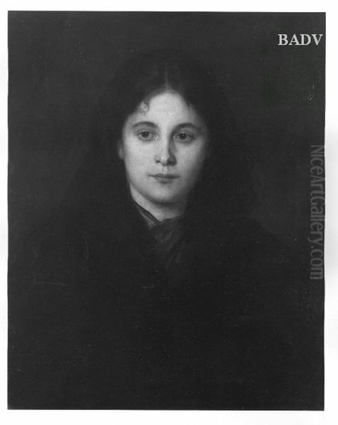 Weibliches Bildnis in Schwarz Oil Painting by Franz Defregger