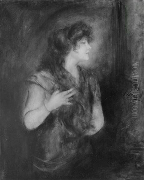 Bildnis einer Frau mit rotem Haar Oil Painting by Lenbach Franz Von