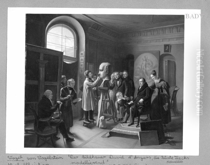 Studio of the sculptor (Portraits) Oil Painting by Carl Christian Vogel von Vogelstein