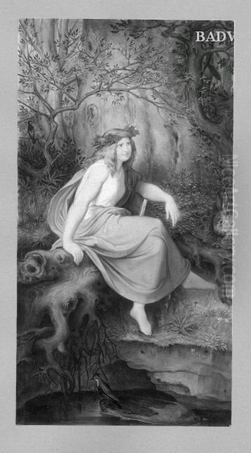Female fairy-tale figure at rock Oil Painting by Moritz von Schwind