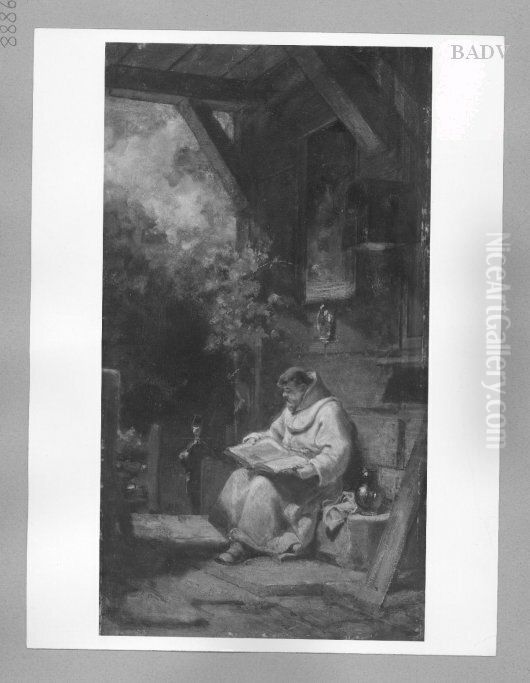 Der Eremit (Einsiedler in einem Buch lesend) (Lesender Einsiedler) Oil Painting by Carl Spitzweg