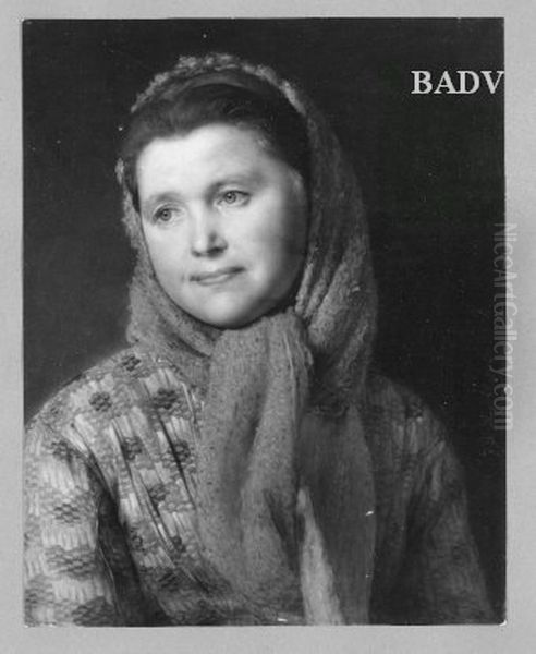 Madchen mit rotem Kopftuch Oil Painting by Johann Baptist Reiter