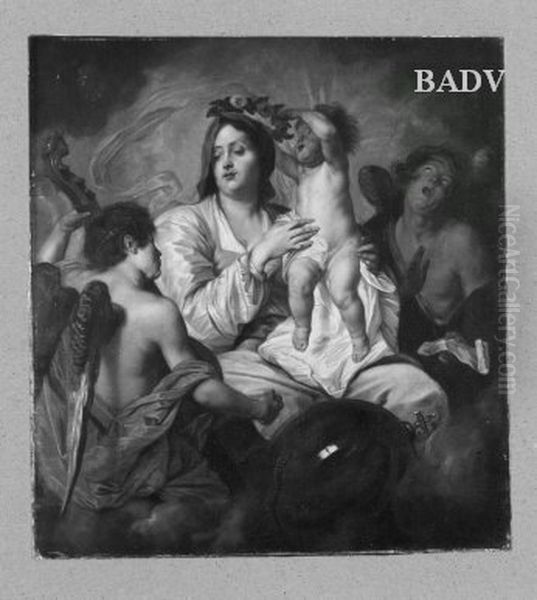 Madonna with child and two angels Oil Painting by Sir Anthony Van Dyck