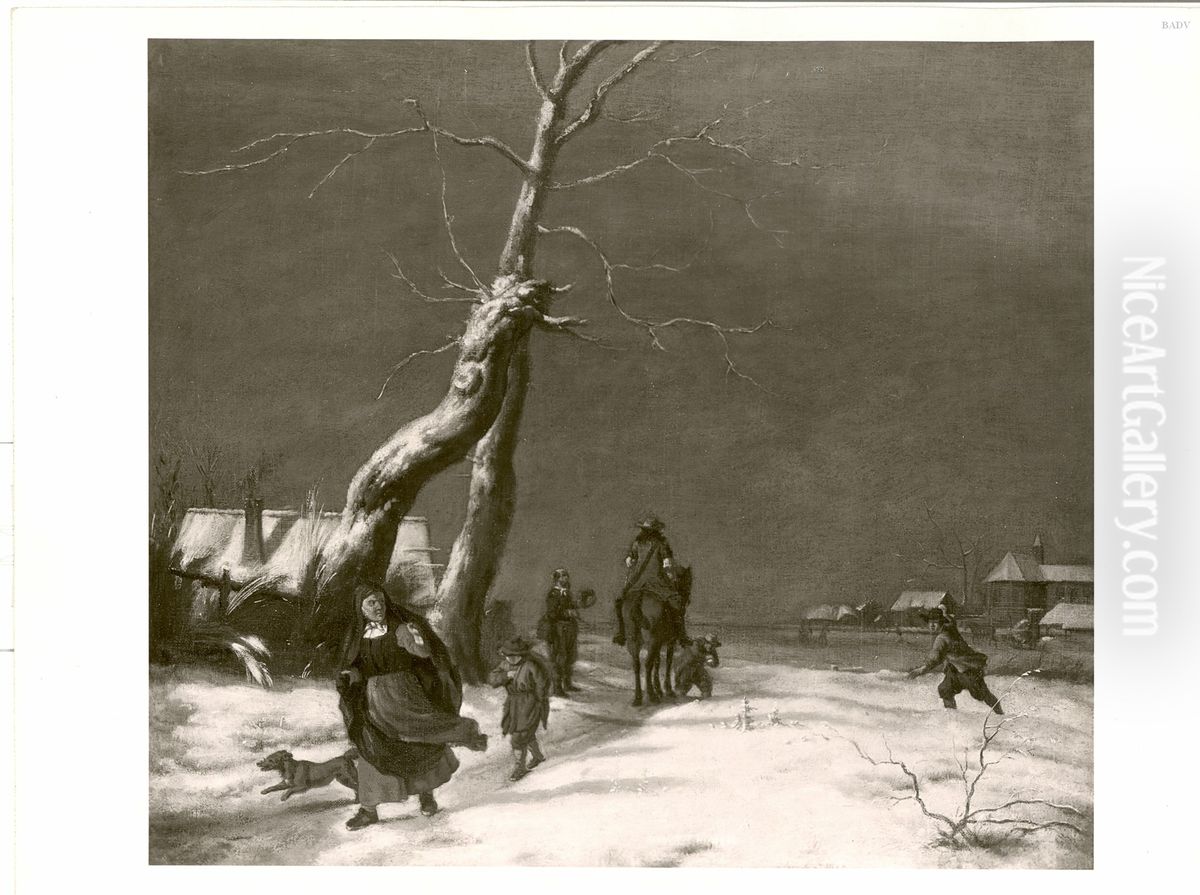 Winterscape Oil Painting by Adriaen Van De Velde