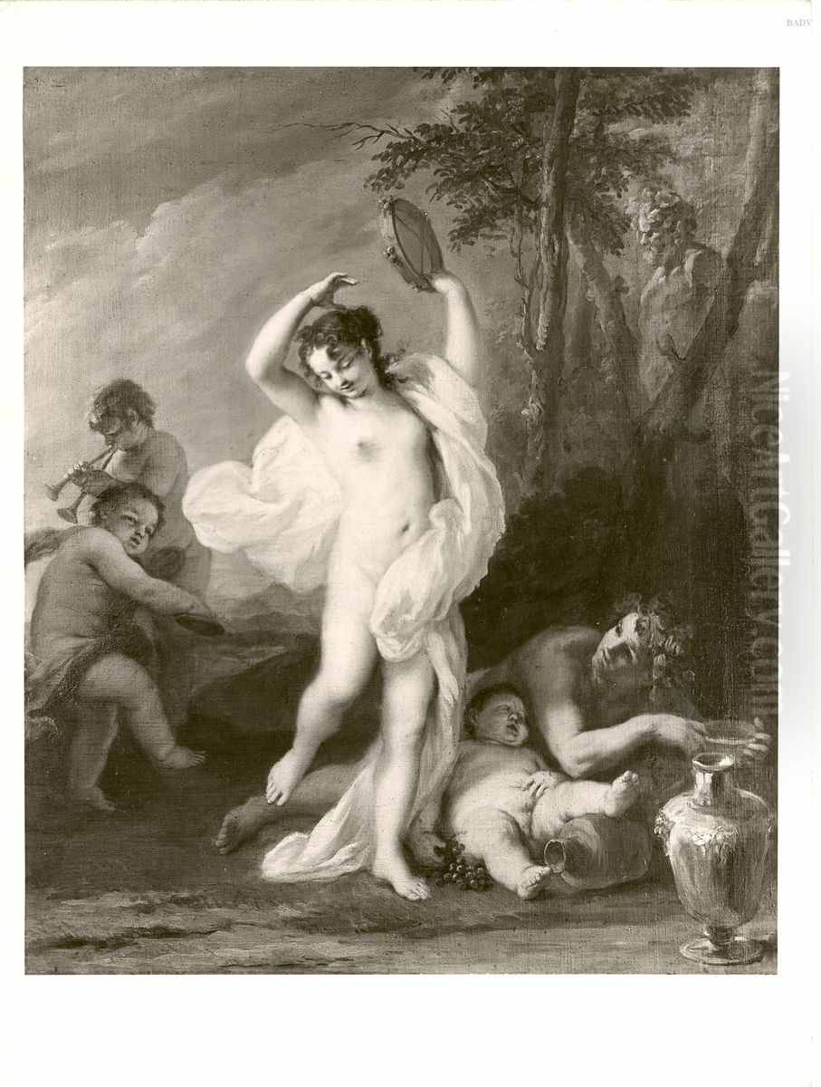 Junge Bacchantin tanzend mit musizierenden Kindern / mythologische Szene Oil Painting by Jacopo Amigoni