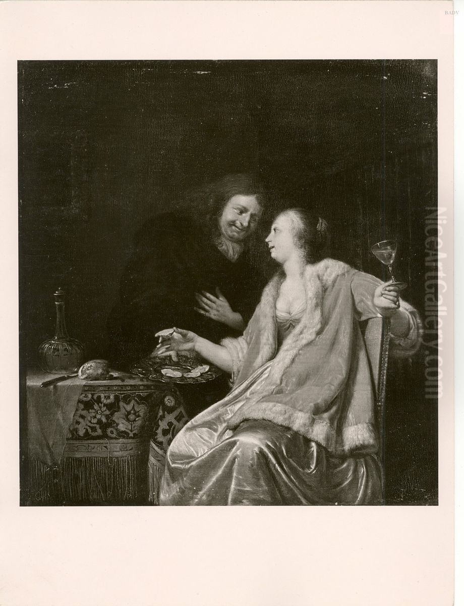 couple in interior Oil Painting by Frans van Mieris