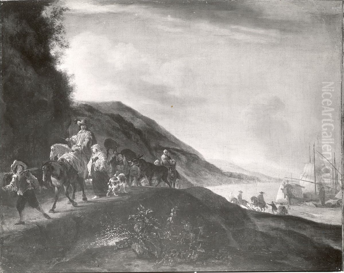 Landschaft mit Meeresufer und Reisenden Oil Painting by Jan Baptist Weenix