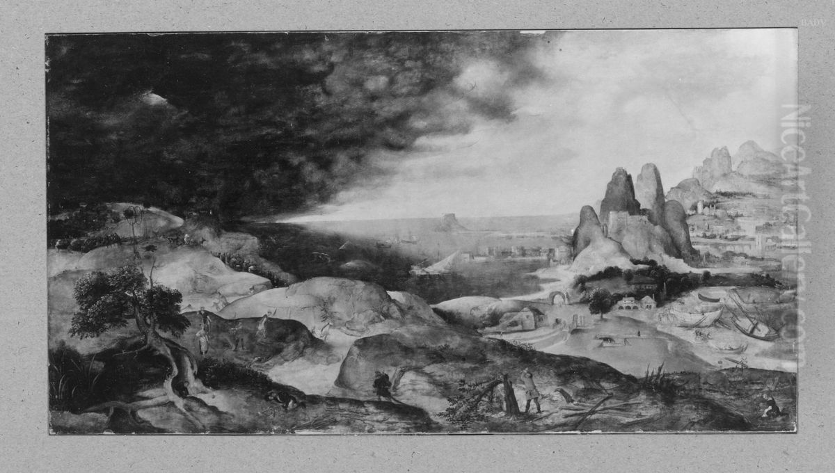Mountainous landscape with storm Oil Painting by Pieter Brueghel the Elder